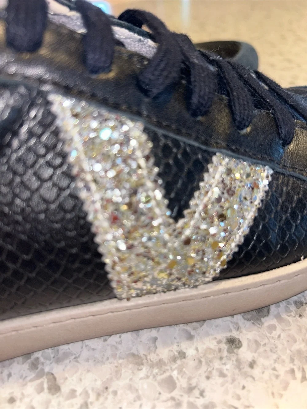 Victoria Berlin Black Silver Glitter Logo Sneakers Shoes size 40